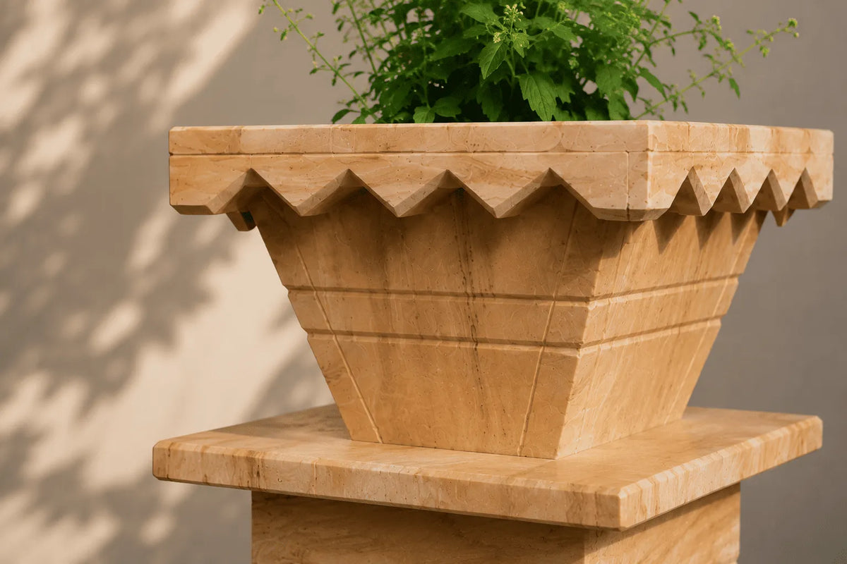 Brown Marble Tulsi Pot