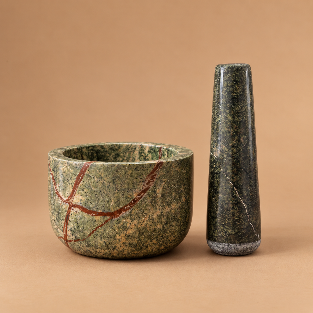 Bidasar Forest Green Mortar and Pestle (Khalbatta), 5 inch