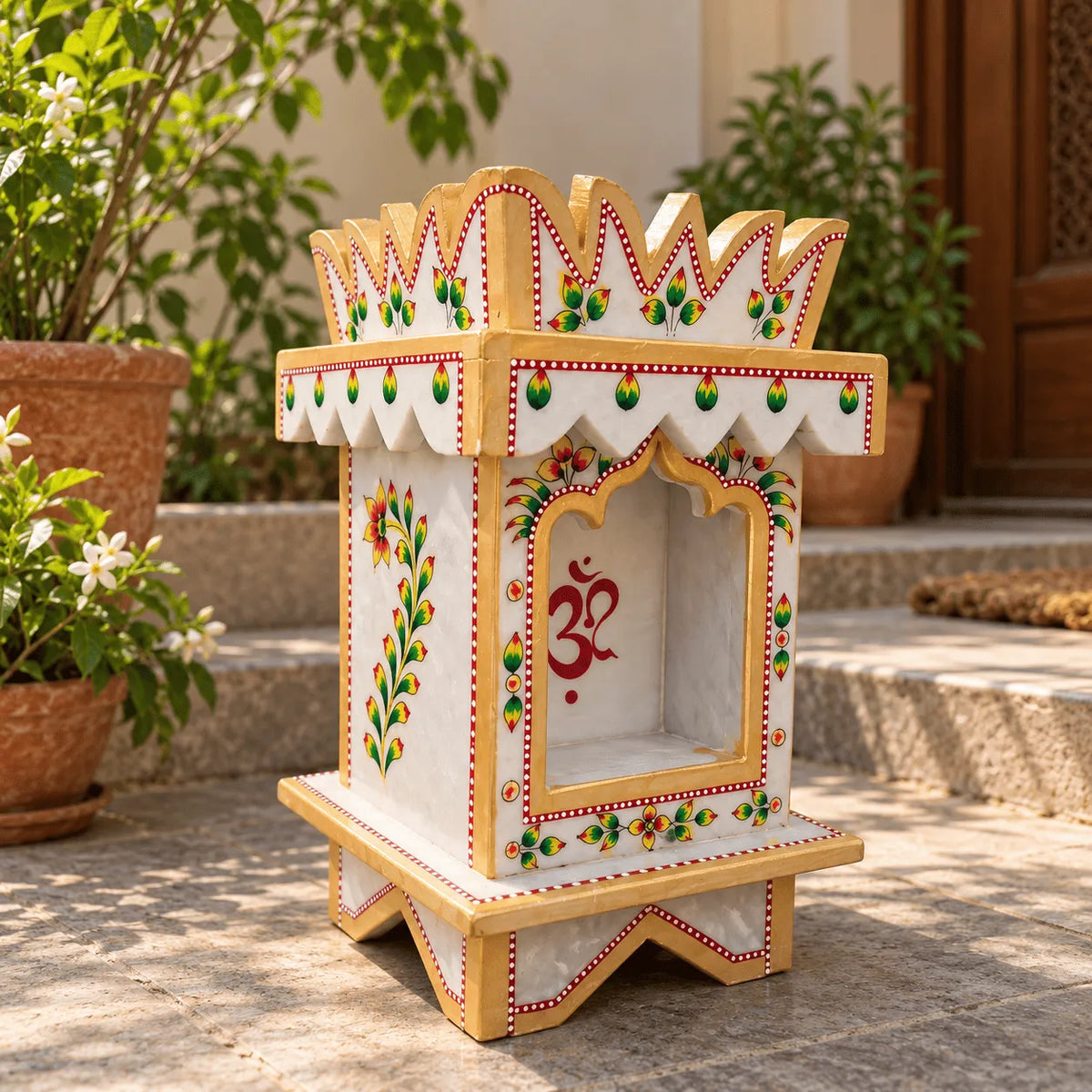 Traditional Hand-Painted Marble Temple (Small)
