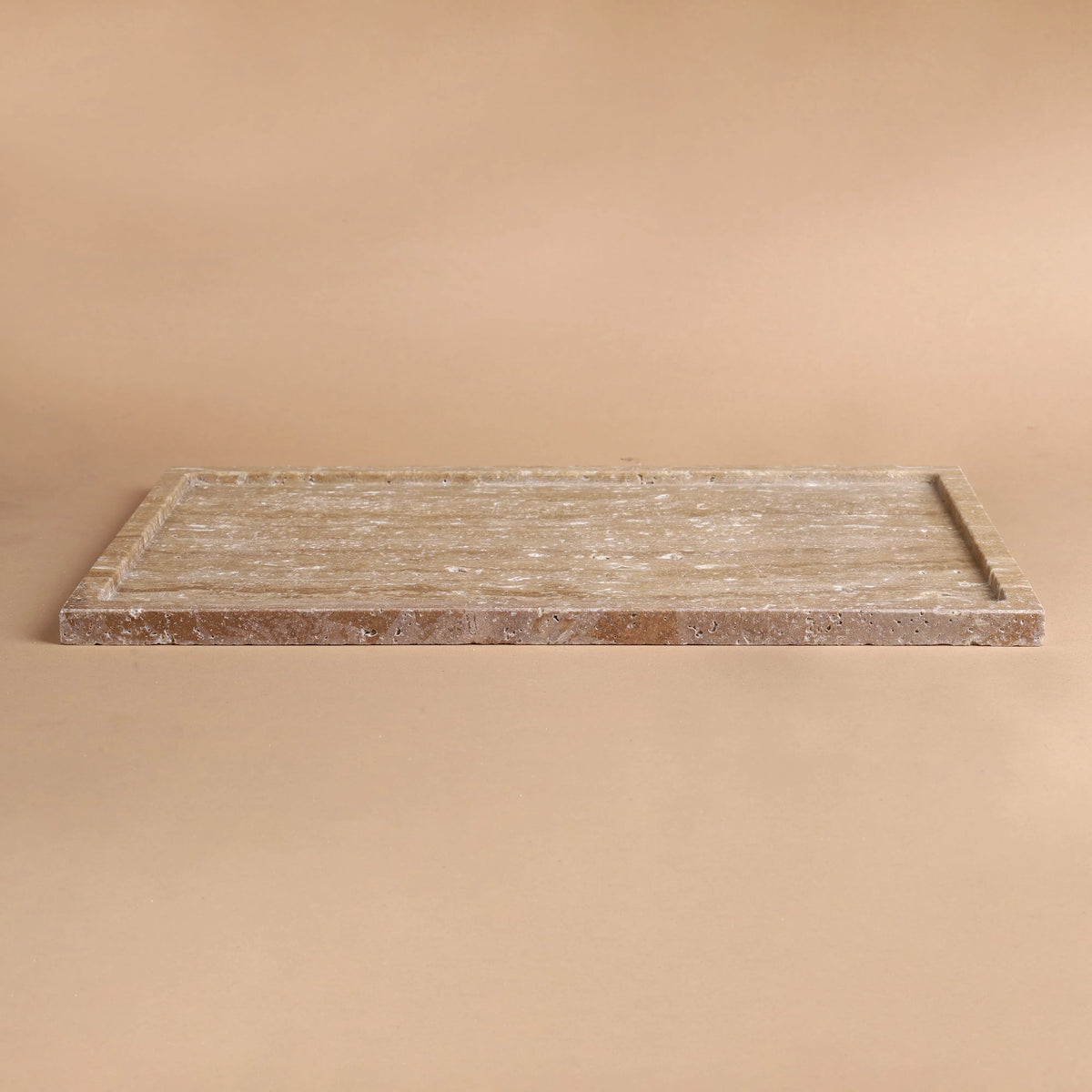 Cocoa Tray - Brown Travertine Rectangular Tray