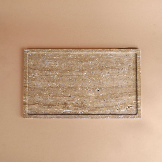 Cocoa Tray - Brown Travertine Rectangular Tray