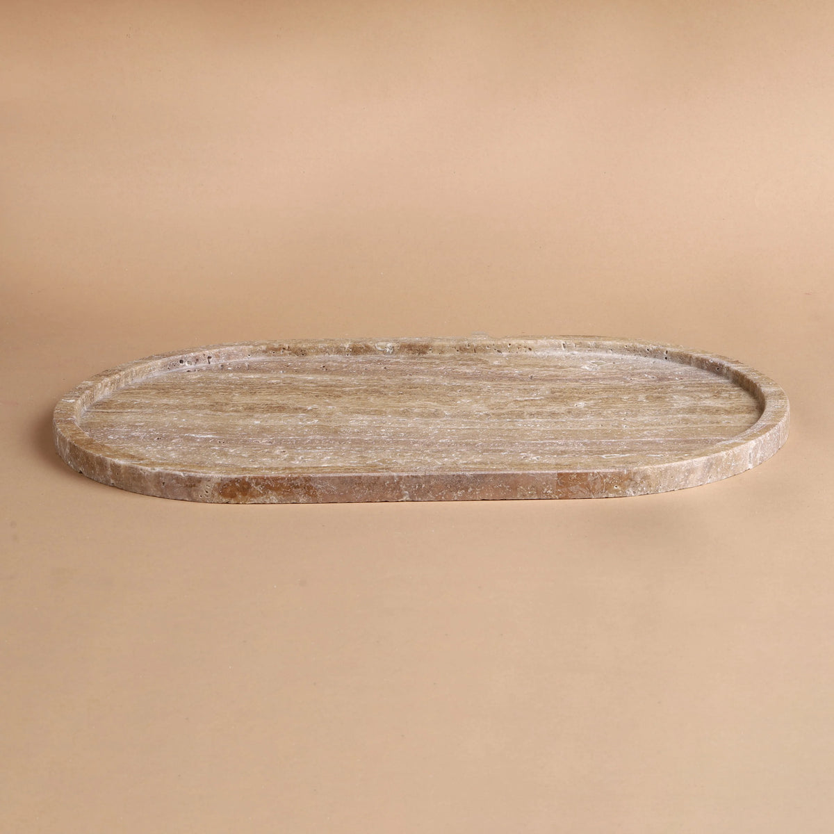 Pebble Tray - Brown Travertine Oval Tray