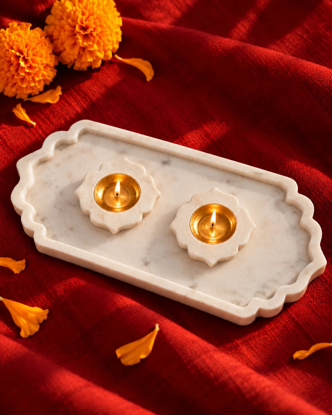 Scalloped Marble Serving Tray (Rectangular)