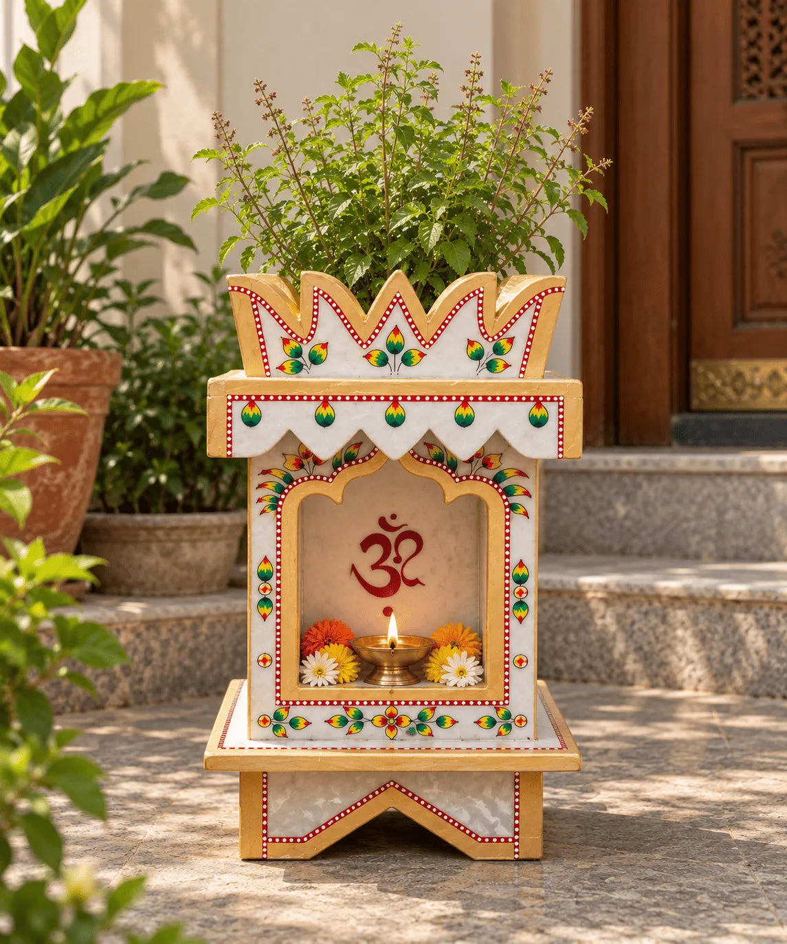 Traditional Hand-Painted Marble Temple (Small)