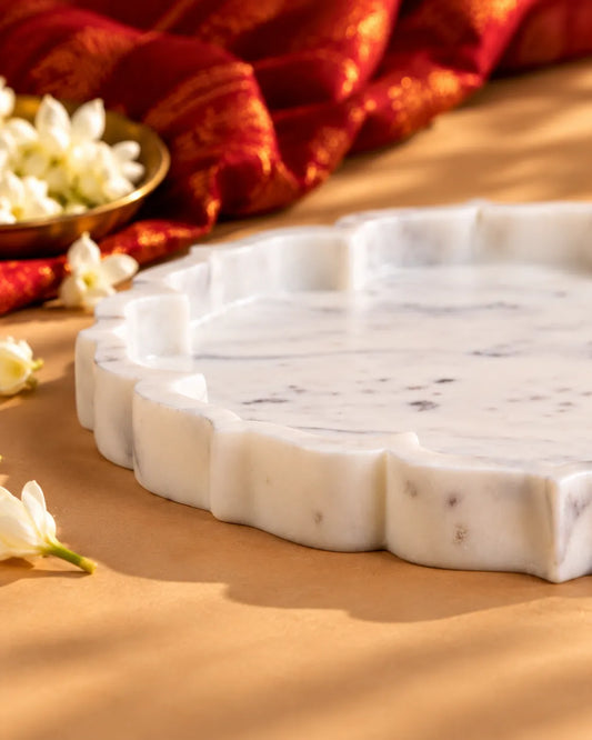 Scalloped Marble Serving Tray (Round)