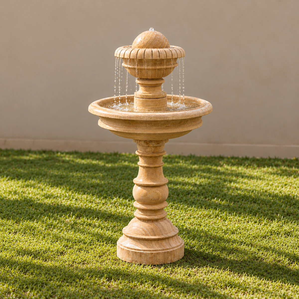 The Sandstone Classic – Two-Tier Garden Fountain