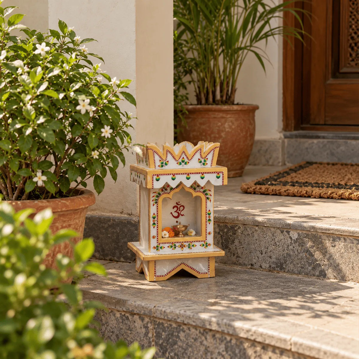 Traditional Hand-Painted Marble Temple (Small)