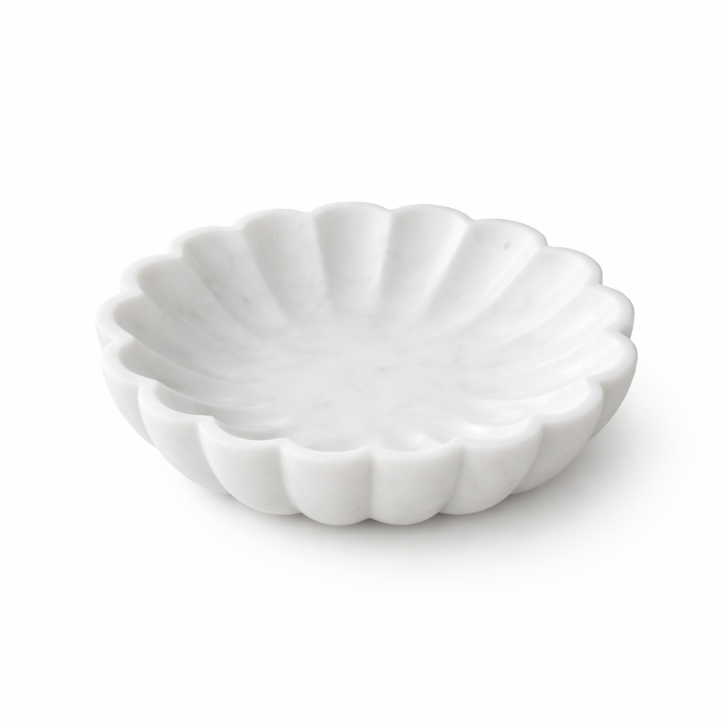 Bloom Bowl - White Marble Flower Bowl