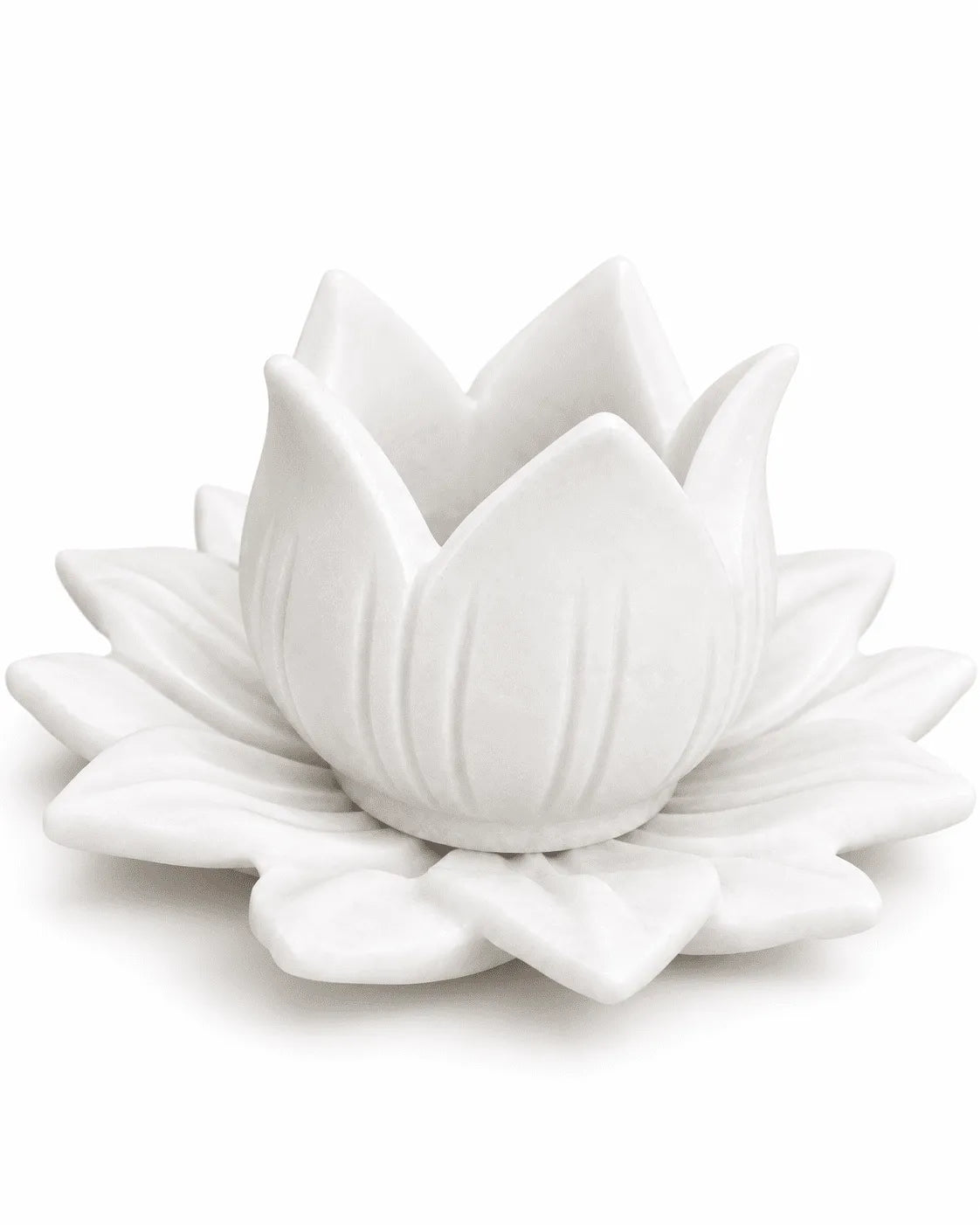 Marble Lotus Tealight Holder with Petal Base