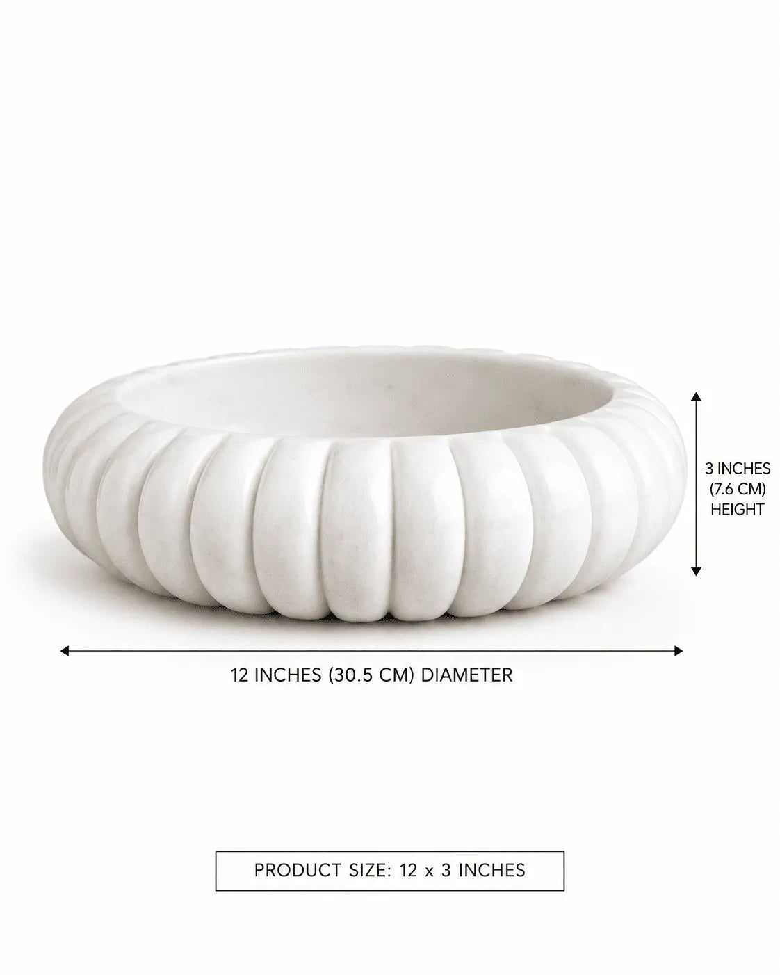 Ribbed Marble Urli Bowl with Brass Diya