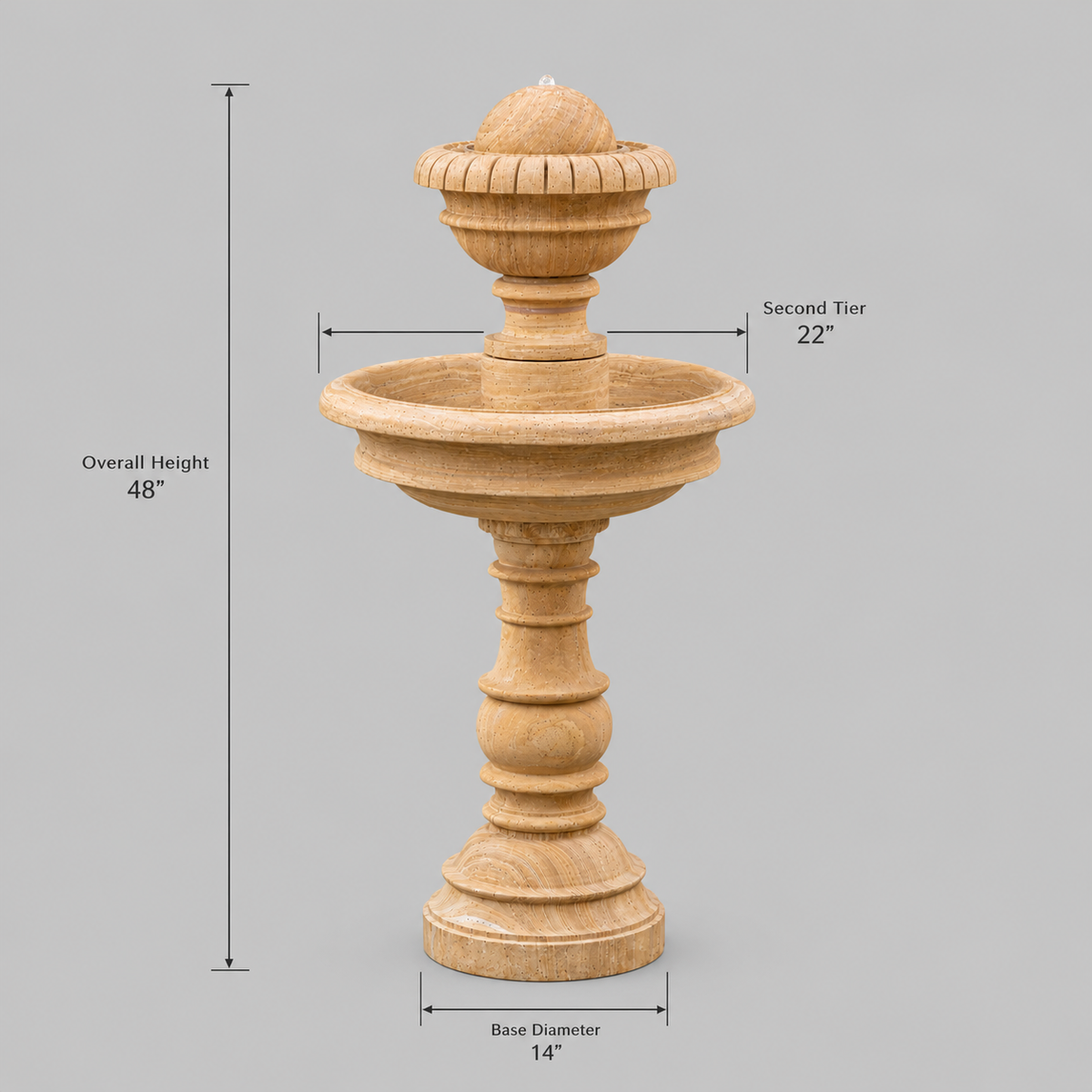 The Sandstone Classic – Two-Tier Garden Fountain