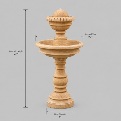 The Sandstone Classic – Two-Tier Garden Fountain