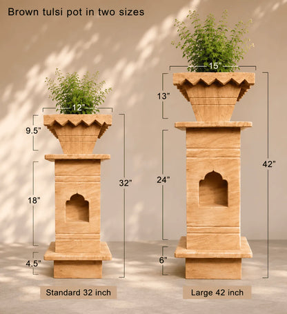 Brown Marble Tulsi Pot