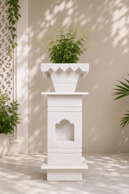 White Marble Tulsi Pot