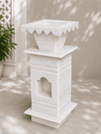 White Marble Tulsi Pot
