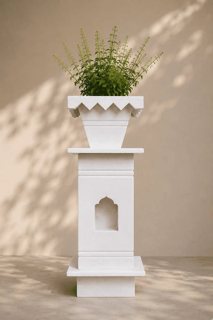 White Marble Tulsi Pot