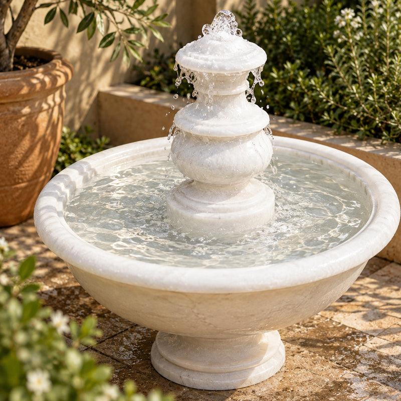 The Petite White – Small Marble Fountain