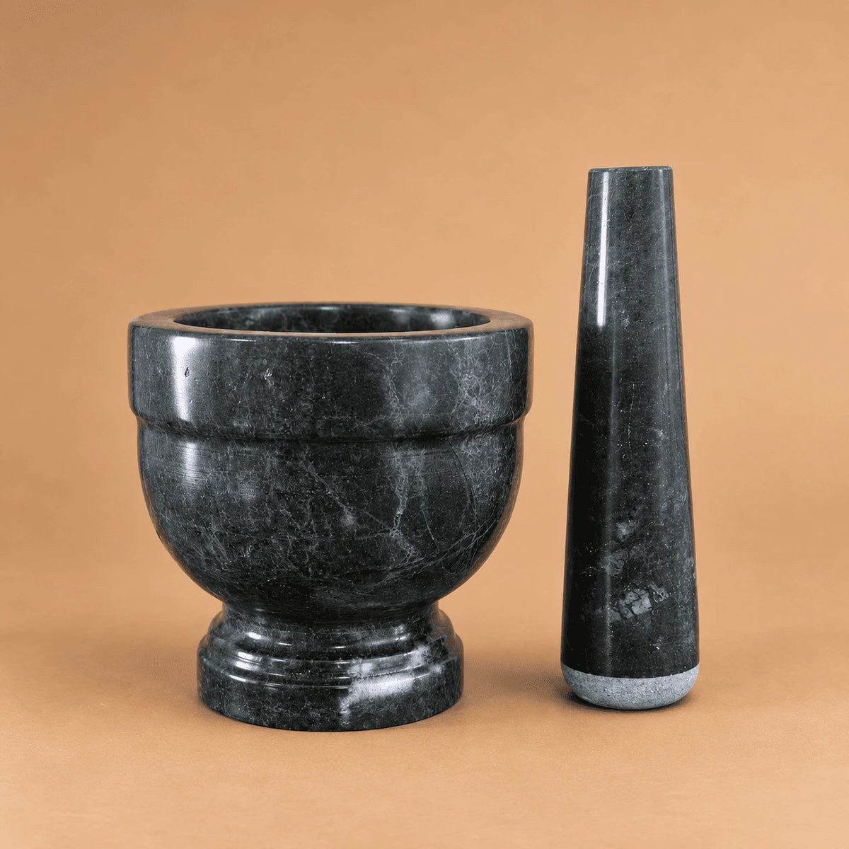 Dark Green Marble Mortar and Pestle (Khalbatta), 4 inch