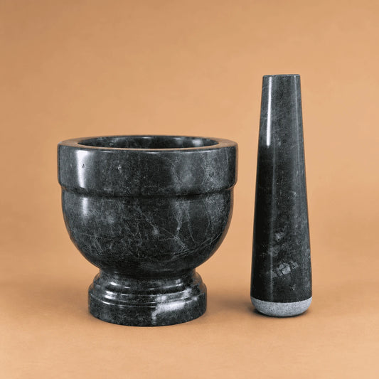 Dark Green Marble Mortar and Pestle (Khalbatta), 4 inch