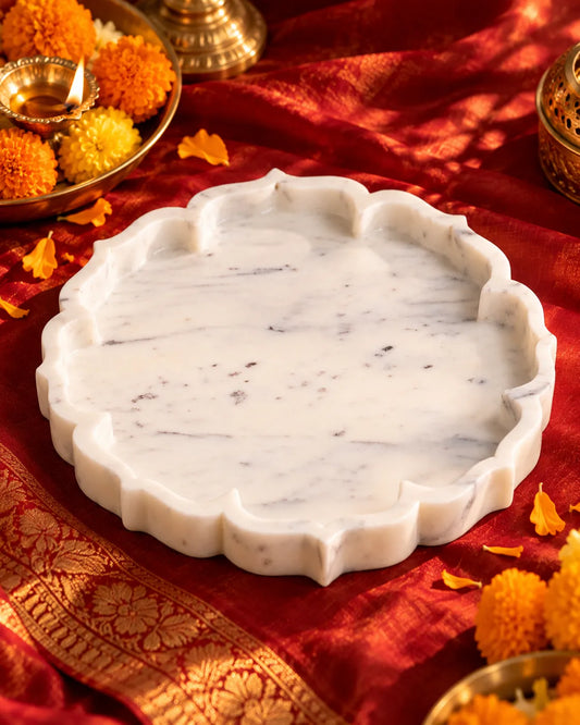 Scalloped Marble Serving Tray (Round)