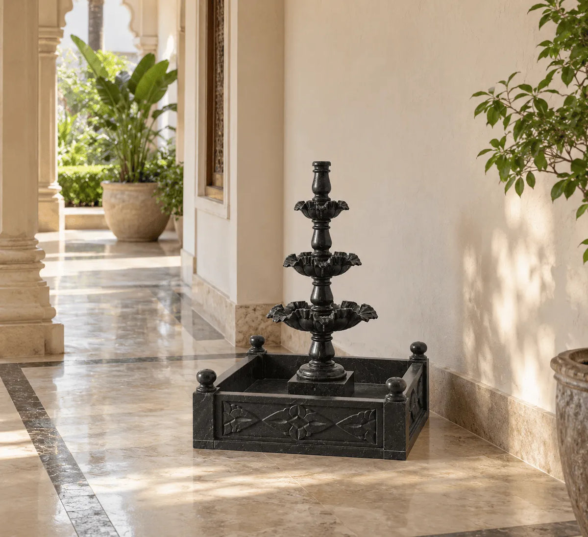 The Black Heritage – Three-Tier Black Marble Fountain