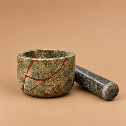 Bidasar Forest Green Mortar and Pestle (Khalbatta), 5 inch