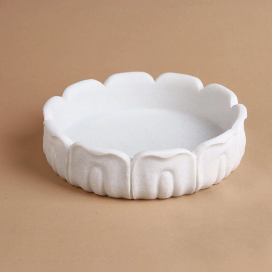 Kamal Bowl - White Marble Lotus Petal Bowl