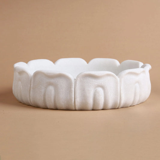 Kamal Bowl - White Marble Lotus Petal Bowl