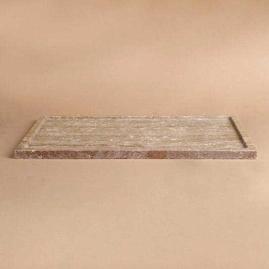Cocoa Tray - Brown Travertine Rectangular Tray