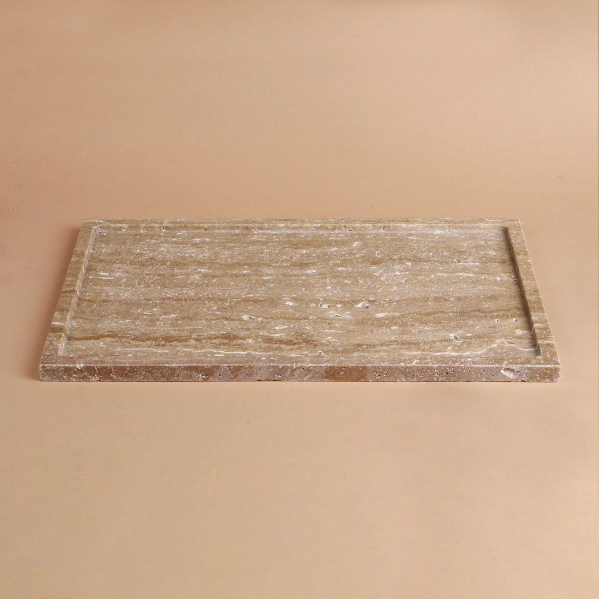 Cocoa Tray - Brown Travertine Rectangular Tray