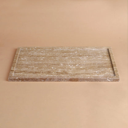 Cocoa Tray - Brown Travertine Rectangular Tray