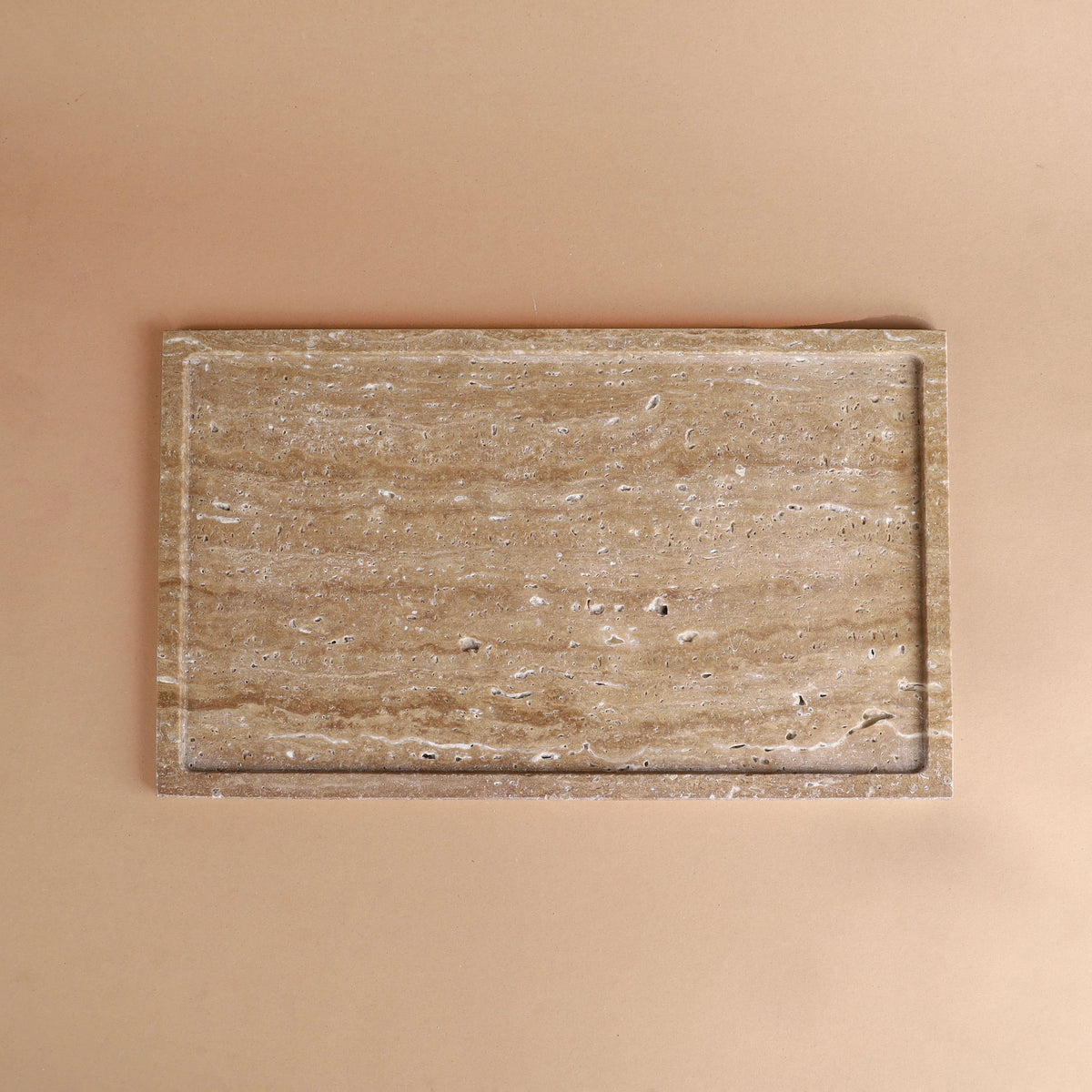 Cocoa Tray - Brown Travertine Rectangular Tray