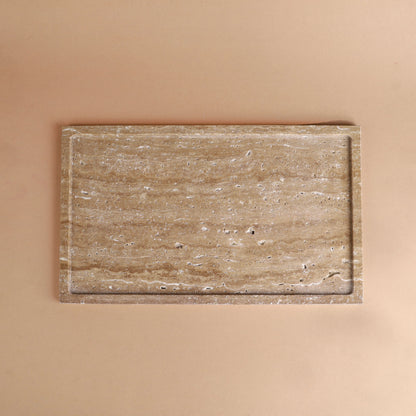 Cocoa Tray - Brown Travertine Rectangular Tray