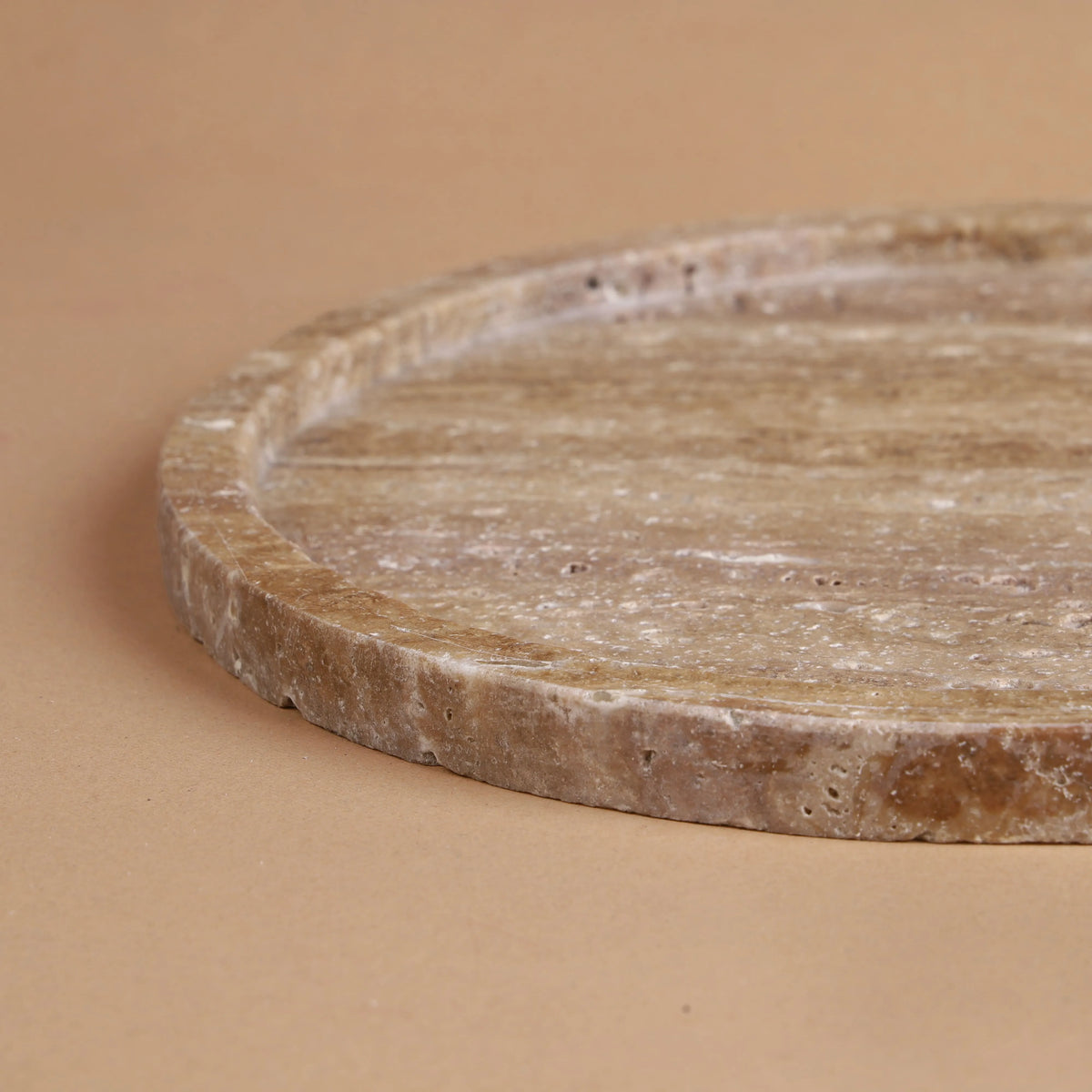 Pebble Tray - Brown Travertine Oval Tray