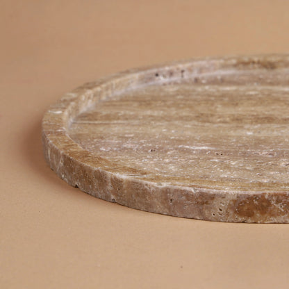 Pebble Tray - Brown Travertine Oval Tray