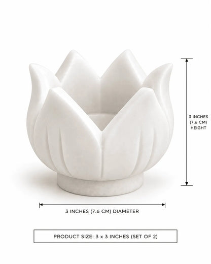 Marble Lotus Tealight Holder with Petal Base