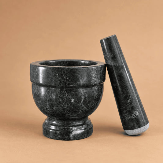 Dark Green Marble Mortar and Pestle (Khalbatta), 4 inch