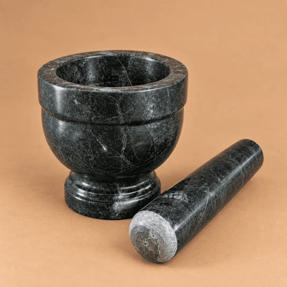 Dark Green Marble Mortar and Pestle (Khalbatta), 4 inch