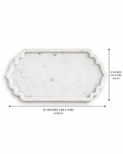 Scalloped Marble Serving Tray (Rectangular)