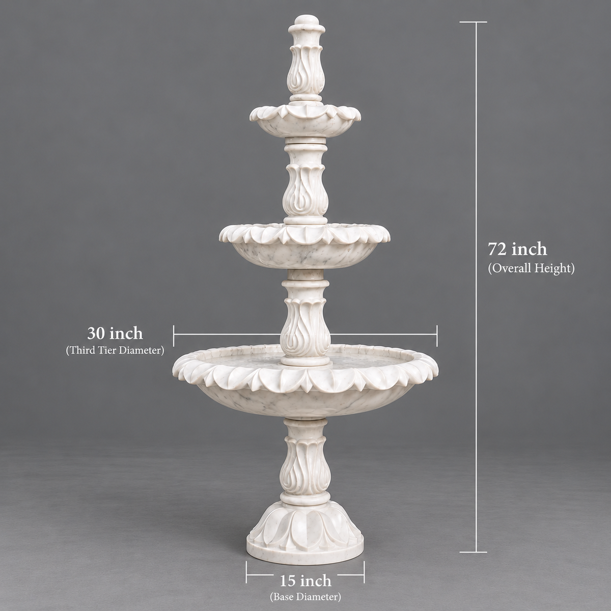 The Royal Cascade – Three-Tier Banswara Marble Fountain