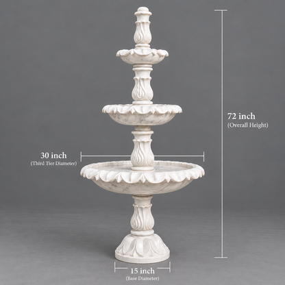 The Royal Cascade – Three-Tier Banswara Marble Fountain