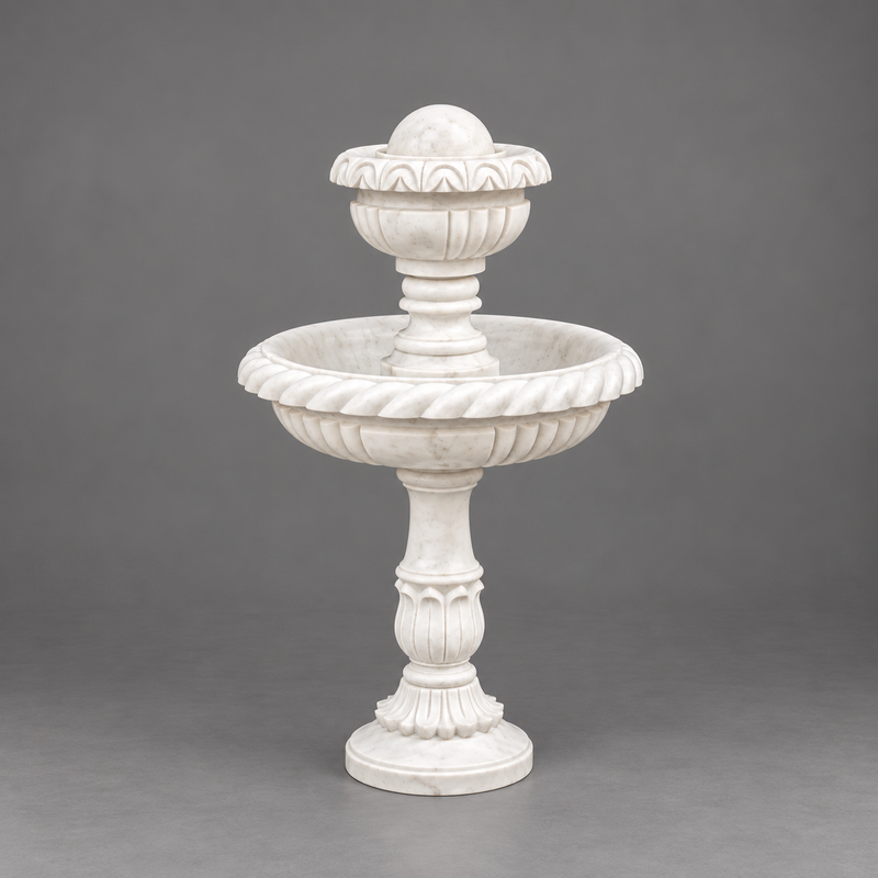 The White Lotus – Two-Tier Marble Fountain