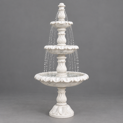 The Royal Cascade – Three-Tier Banswara Marble Fountain