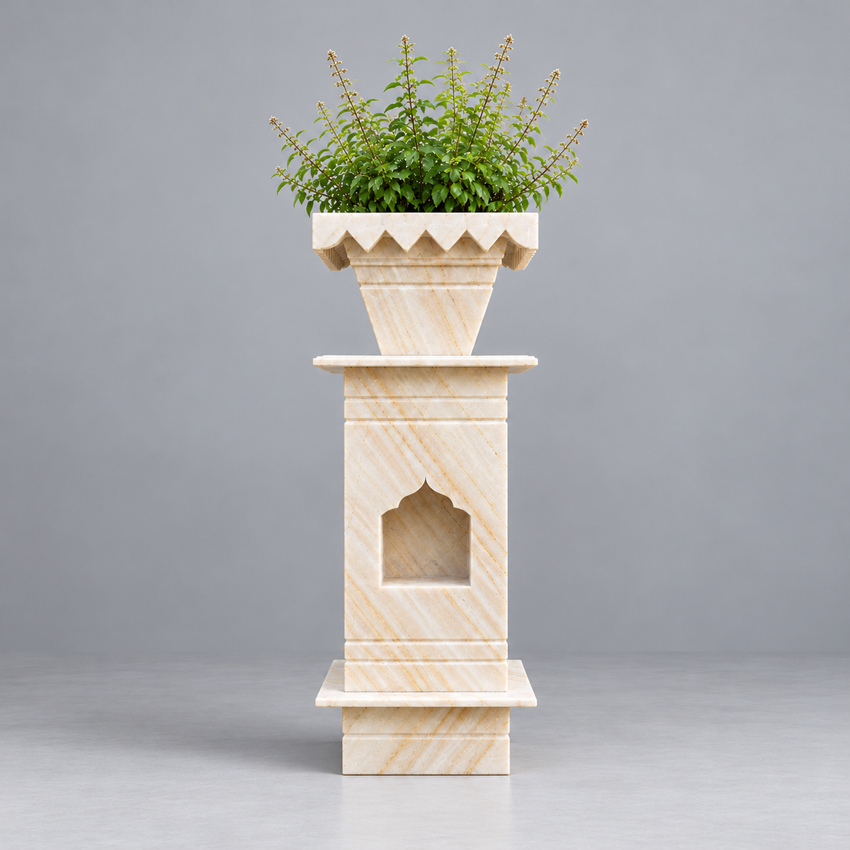 Green Katni Marble Tulsi Pot