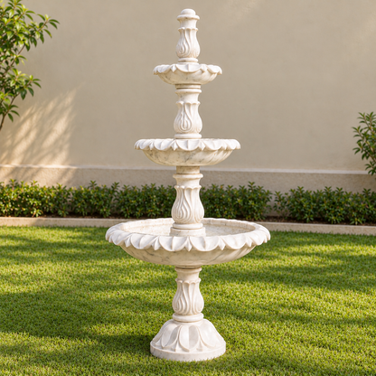 The Royal Cascade – Three-Tier Banswara Marble Fountain