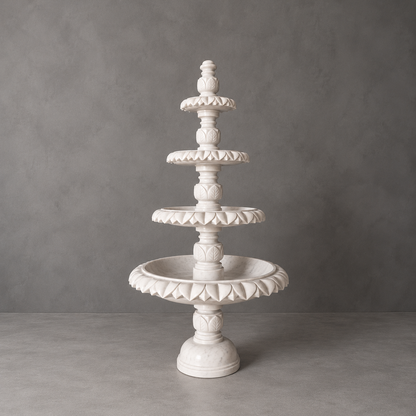 The Imperial Leaf – Four-Tier Banswara Marble Fountain