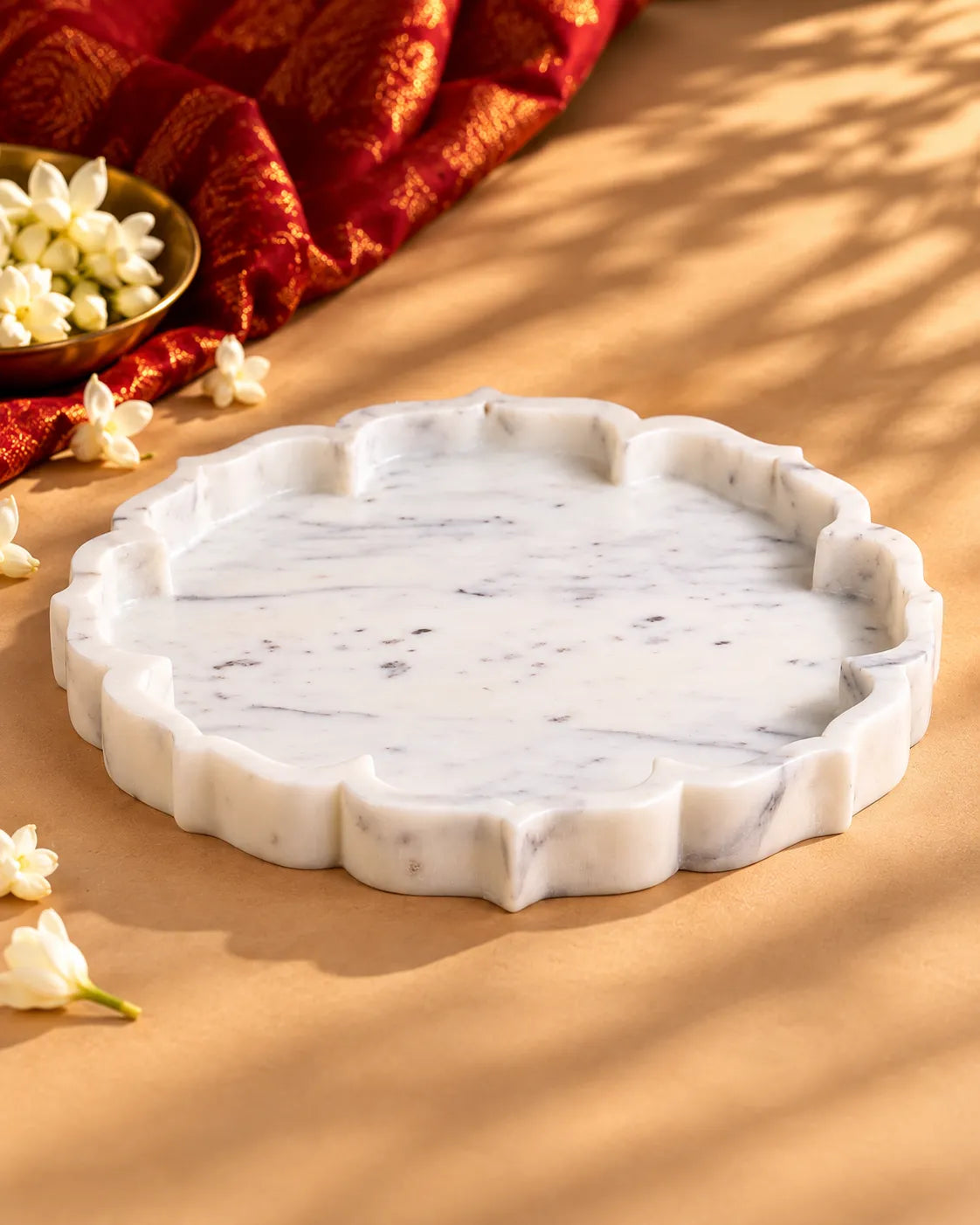 Scalloped Marble Serving Tray (Round)