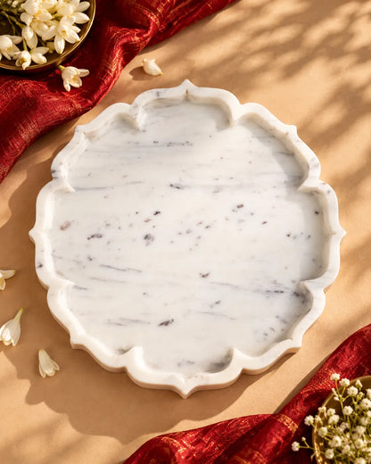 Scalloped Marble Serving Tray (Round)