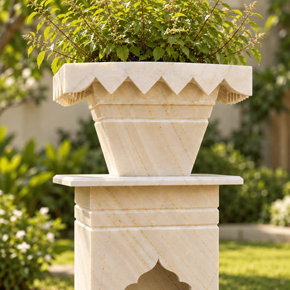 Green Katni Marble Tulsi Pot