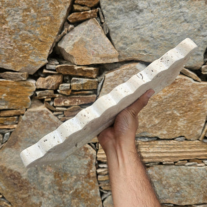Wave Tray - Scalloped Travertine Rectangular Tray